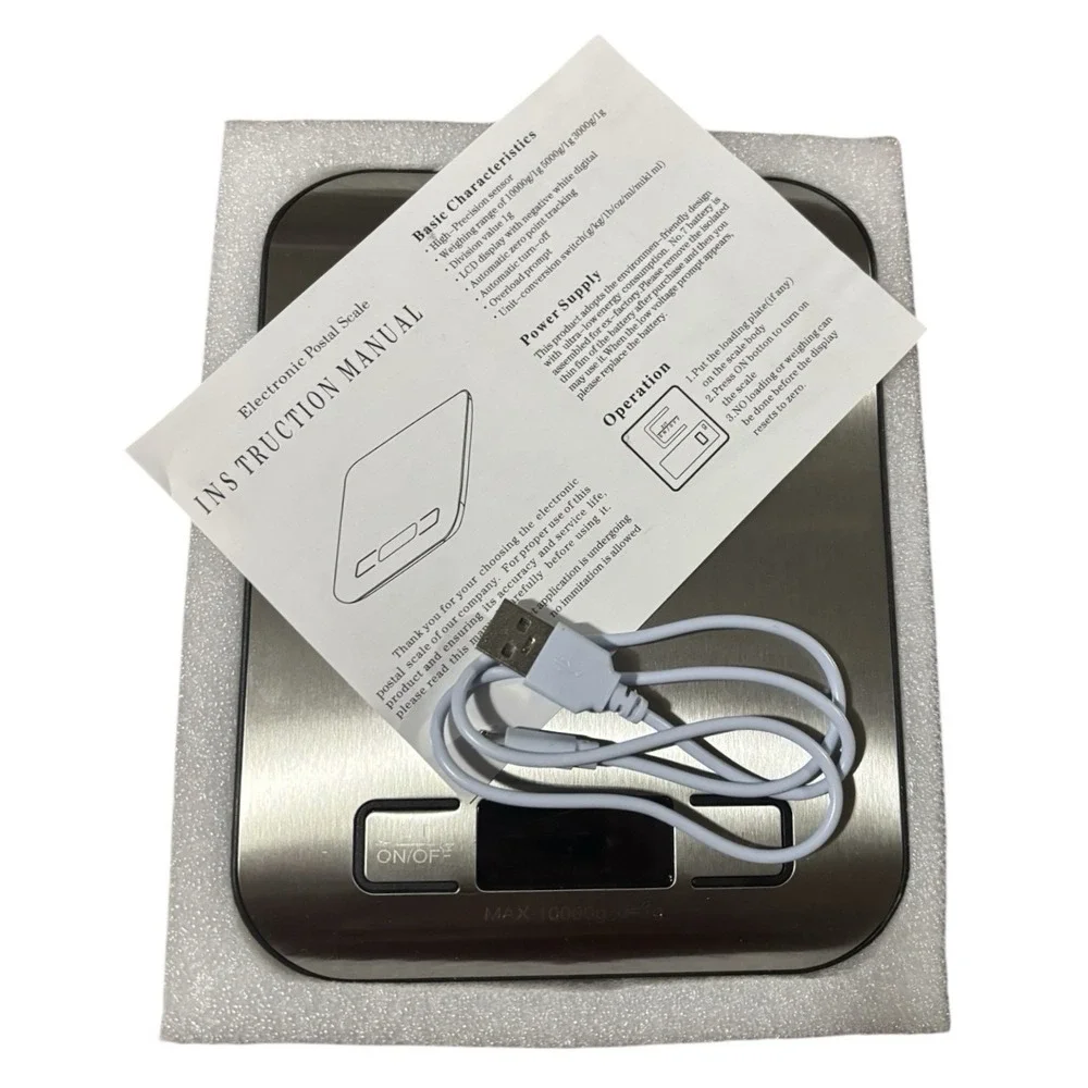 Digital Kitchen & Postal Scale | Stainless Steel | 11lb/5kg 1g Accuracy | Silver